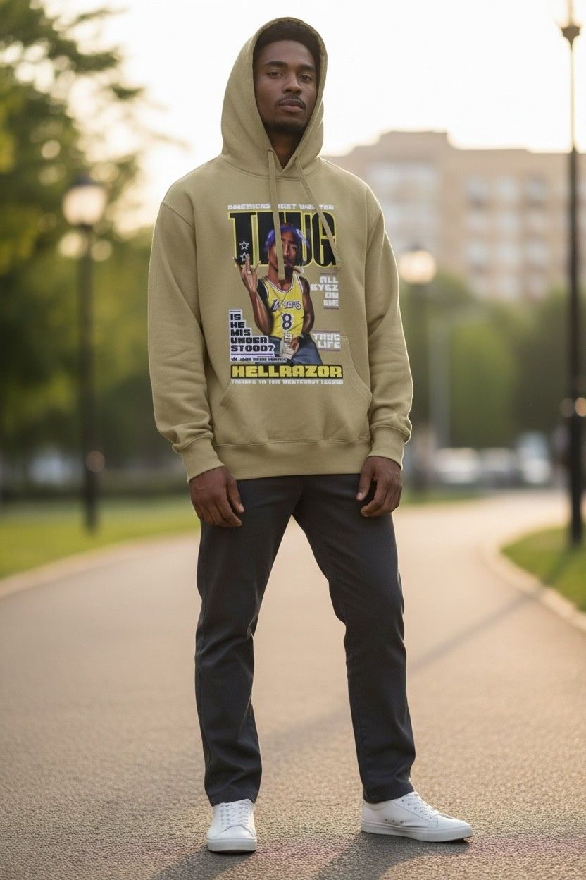 Thug Life Tribute Hoodie – Tupac x Lakers Mashup Design